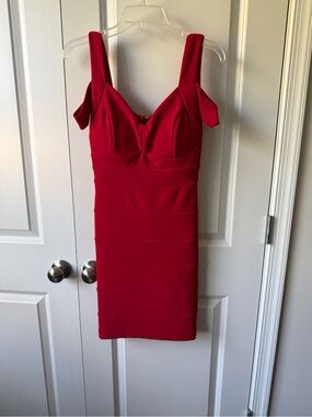 Emerald Sundae Red Off-Shoulder Bodycon Mini Dress